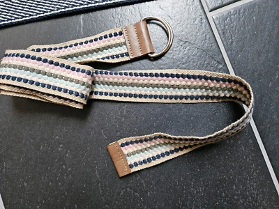 Esprit EDC Gürtel moderner Stoffgürtel Flechtgürtel blau rosa khaki beige 40 NEU - Bild 1 von 2