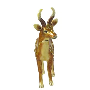 Light Brown Deer Buck Crystal Figurine Gift Jewelry Collectible Trinket Box - Picture 1 of 4