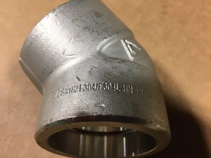 2" 45 ELBOW 3000#, 304 IMPORT - Picture 1 of 2
