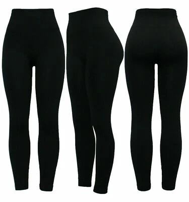 Ladies Black Firm Control LEGGINGS Shaping Slimming High Waist Tummy Tucker - Image 1 of 3