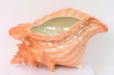 VINTAGE SIGNED ATLANTIC MOLDS BEAUTIFUL IRIDESCENT PINK CONCH SHELL PLANTER BOWL
