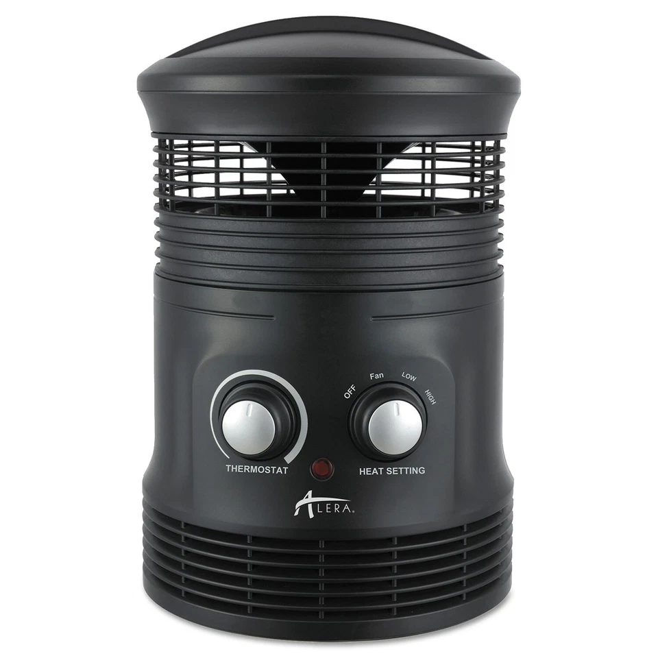 Alera 360 Deg Circular Fan Forced Heater, 8" x 8" x 12", Black - Image 1 of 1