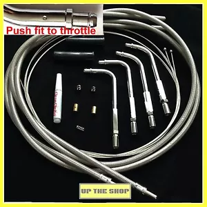 Venhill universal Harley Davidson V-Twin braided Throttle & Idle cables push fit - Picture 1 of 2