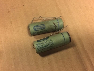 2 tapas de tono de guitarra moldeadas con condensadores solares Sealdtite .02 uf 1000v NOS de colección Foto 1 de 4