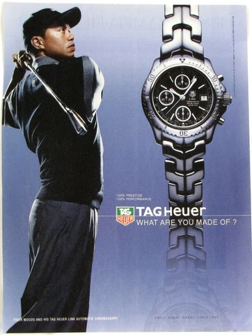 Vintage 2004 TIGER WOODS Golf TAG Heuer Watch Print Ad Cover