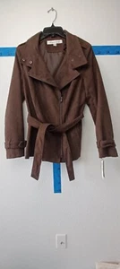 Kenneth Cole New York Butter Soft Faux Suede Leather Chic Moto jacket Italian  - Picture 1 of 4