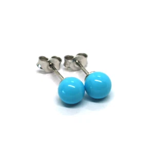 Pendientes Oro Amarillo O Blanco, 18K, A Lobo, Esfera Pasta De Turquesa De 6MM - Imagen 1 de 8