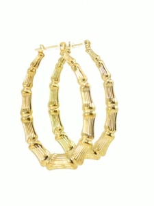 Pendiente aro bambú relleno de oro 14k 2 pulgadas hecho en EE. UU. - Imagen 1 de 1