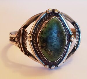 Vintage Sterling Silver Native American Turquoise Bracelet Child Sized