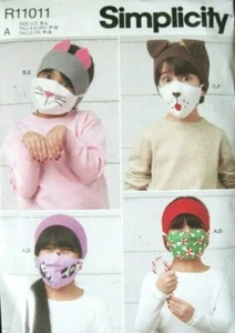 Simplicity R11011 Muster Kinder Gesichtsbedeckung & Stirnband Gr. (S-L) ungeschnitten neu - Bild 1 von 1