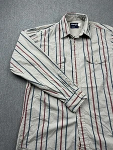 VINTAGE Wrangler Brushpopper Western Hemd X-Long Tails Streifen Cowboy 16,5-35 - Bild 1 von 15