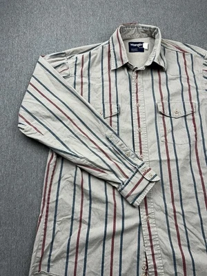 Camisa Western Vintage Wrangler Brushpopper Colas X Largas Rayas Vaquero 16.5-35 Foto 1 de 4