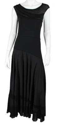 DONNA KARAN COLLECTION Black Mixed Material Asymmetric Paneled Maxi Dress 10 - Image 1 of 4