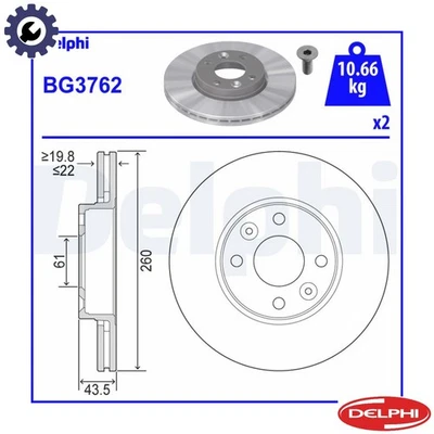 2x DISCO DE FRENO BG3762 PARA RENAULT CLIO/III/EURO/CAMPUS/Sportour/Grandtour/Furgoneta Foto 1 de 4