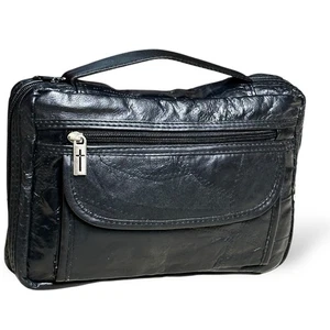 Echt Patch Leder ~ Bibel Etui Buchhülle ~ Reise gepolsterte Tasche 11x7x2 - Bild 1 von 24