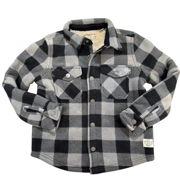 Chaqueta Sherpa Original Impermeable Vintage Para Niños Gris Búfalo Cuadros Talla 7 Nueva Con Etiquetas Foto 1 de 4