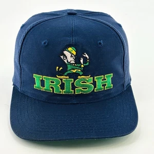 Vintage NOTRE DAME Fighting Irish Hat Cap SnapBack Script Leprechaun Twill NCAA - Picture 1 of 9