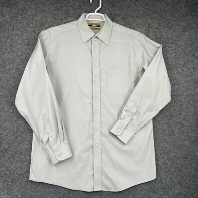 Camisa Roundtree & Yorke Etiqueta Dorada Para Hombre 16.5 35 Beige Algodón Pinpoint Sin Hierro Foto 1 de 4