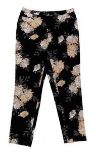 Isaac Mizrahi QVC Black with Floral Print Pull-On Stretch Ankle Pants, size 12 - Picture 1 of 5