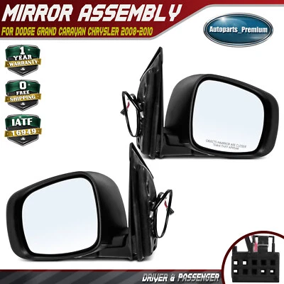 2x Power Mirror w/ Heated Smooth for Chrysler Town & Country Dodge Grand Caravan - Image 1 of 4