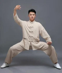 Linen Martial Arts Tai Chi Uniform Bruce Lee Kung Fu Wingchun Suit Wushu Clothes - Picture 1 of 15