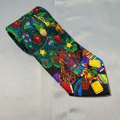 Addiction Christmas Tie Mens 4" X 57" Christmas Tree Ornaments Toys Gifts Holly - Image 1 of 4