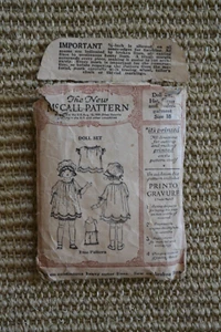 DE COLECCIÓN 1920 MCCALL Muñeca Vestido Set Papel Patrón 1921 Talla 18 RARO - Imagen 1 de 6