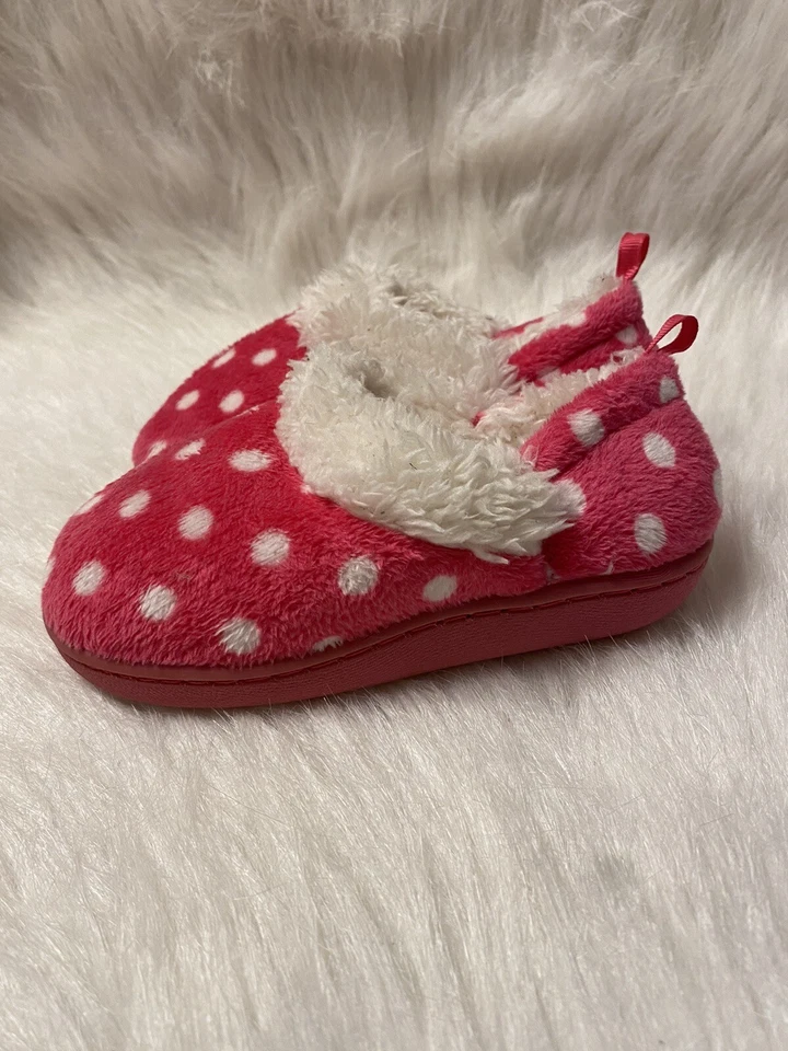 Zapatillas para niños pequeños niñas talla pequeña 5-6 rosa blanco forradas a lunares zapatos sin cordones Foto 1 de 4