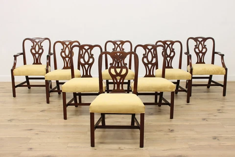 Set of 8 Mahogany Georgian Vintage Dining Chairs, Baker? #45933 Cover