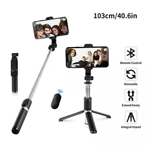 Selfie Stick Tripod Holder Bluetooth Handheld Wireless Remote for Samsung iPhone - Picture 1 of 10