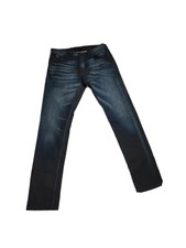 Guess Men Size 32 x 32 Jeans Blue Black Denim Vegan Leather Pockets 