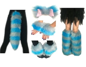 Cheshire Cat Costume Accessories - Faux Fur Hot Pink Purple or Blue Gray - Picture 1 of 12