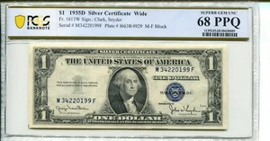 FR 1613W WIDE 1935D $1 Silver Certificate 68 PPQ SUPERB GEM UNCIRCULATED - Picture 1 of 2