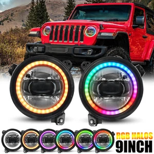 Faros LED DRL RGB Halo 9\" para Jeep Wrangler JL Gladiator JT 2018-2023 2 piezas - Imagen 1 de 10