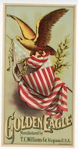 AMERICA GOLDEN EAGLE Caddy Crate Label || T.C. Williams Co., Antique - Picture 1 of 1