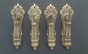 4 Antik Stil vertikal massiv Messing verziert Anhänger Tropfen Ziehen Griffe 3 1/4" #H7 - Bild 1 von 6