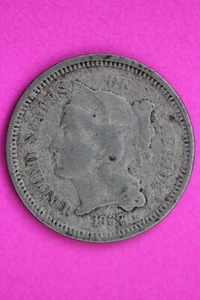 1867 Three 3 Cent Nickel Scarce Type Coin Guaranteed Authentic & Genuine 0720N - Picture 1 of 3