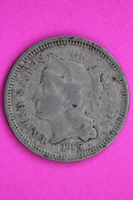 1867 Three 3 Cent Nickel Scarce Type Coin Guaranteed Authentic & Genuine 0720N - Image 1 of 3