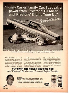 1967 MERCURY CYCLONE FUNNY CAR / DON NICHOLSON ~ ORIGINAL PRESTONE AD - Imagen 1 de 1