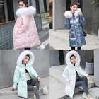 Long Outwear Cotton Wadded Shiny Coat Hooded Fur Jacket Parka Quilted Women