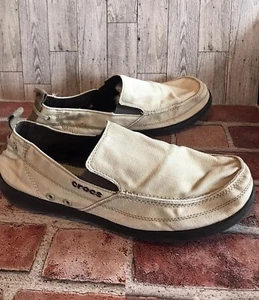 Crocs Sidewalk Surfer Mens 12 Tan Loafer Distressed Beach Shoe - Picture 1 of 6