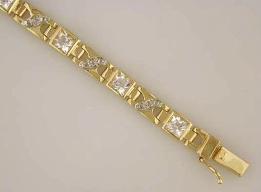 JDL WHITE TOPAZ & DIAMONDS TENNIS BRACELET - Image 1 of 1