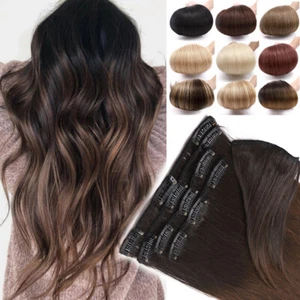 Ombre Silky Clip In Remy Human Hair Extensions 100% Real Full Head Weft 8PCS US - Picture 1 of 71