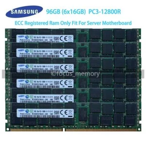 Samsung 96GB 6x16GB DDR3-1600 PC3-12800R ECC Server Ram für Dell PowerEdge T420 - Bild 1 von 6
