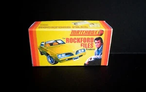 Matchbox Superfast No.4 Pontiac Firebird rarerJames Garner Reproduction Box only - Picture 1 of 6