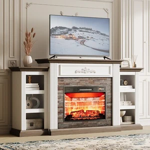 72" Fireplace TV Stand Electric Fireplace with Mantel for Living Room Bedroom - Picture 1 of 23