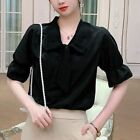 Black Sleeve Chiffon Lace Top Shirt For Women's Summer Large Size S 4XL