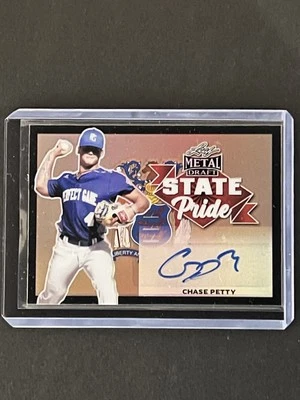 CHASE PETTY 2021 Leaf Metal Black Refractor Auto 15/15 Bookend Reds RC - Image 1 of 2