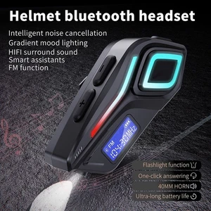 Motorcycle Helmet Headphones Bluetooth Wireless Earphone w/ Mic Speaker FM Radio - Picture 1 of 12