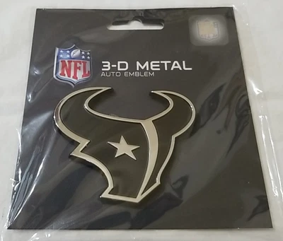 NFL 3D Metal Auto Emblema Houston Texans Coche Emblema Stick On Cromo 3D Foto 1 de 4